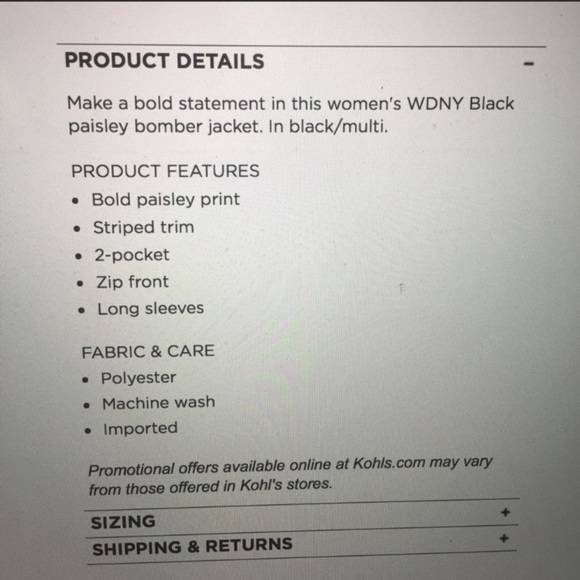 WDNY Women's Paisley Bomber Jacket NWT - Picture 5 of 5